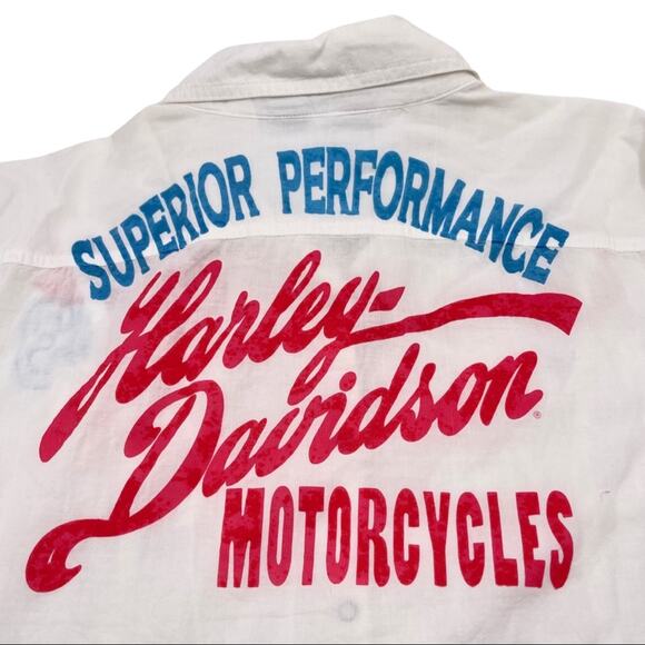 HARLEY DAVIDSON women's 3/4 sleeves button up white shirt SIZE XL - EXTRA LRG - Picture 6 of 13